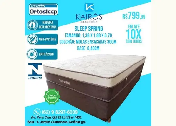Base + Colchão Sleep 30cm Molas Ensacadas até 10x Sem Juros