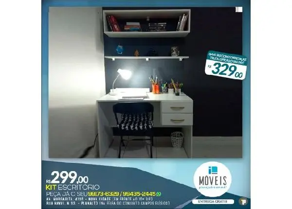 Kit de móveis p/ escritório e área de estudo