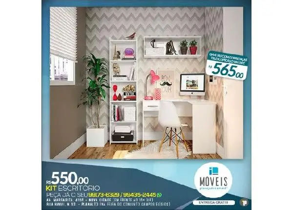 Kit de móveis p/ escritório e área de estudo