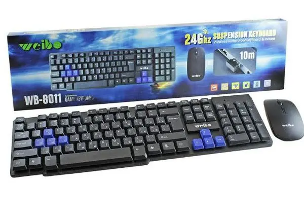 Teclado e mouse sem fio Weibo 2.4Gz para PC