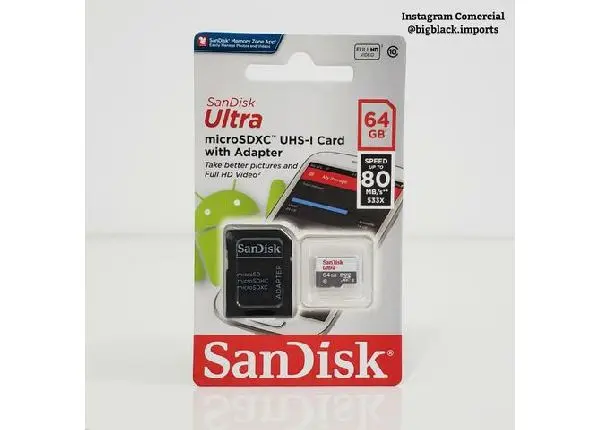 Cartão Micro SD Sandisk 64GB 80mb/s Sdxc Classe 10 Lacrado