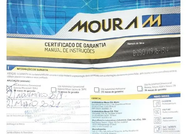 Bateria Moura 60 Amperes