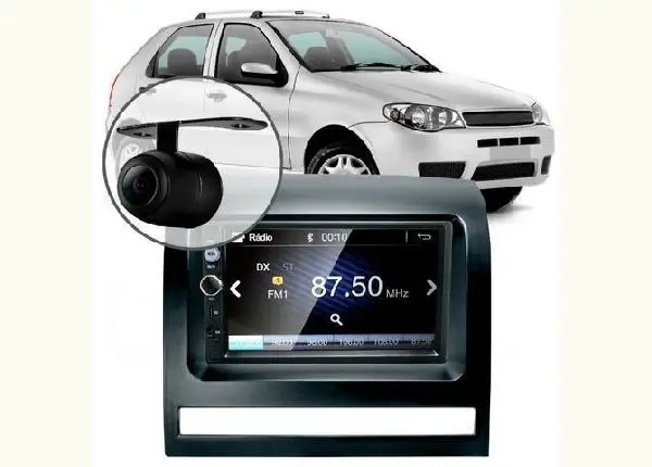 Kit Central Multimidia Palio com Camera de Re mais Moldura 2 din e espelhamento