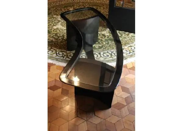 Mesa de Centro em Madeira Preta e Vidro 41 cm x 148cm x 40cm