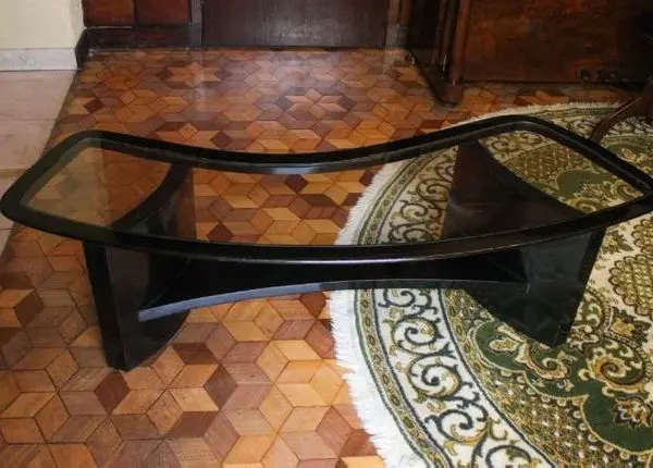 Mesa de Centro em Madeira Preta e Vidro 41 cm x 148cm x 40cm