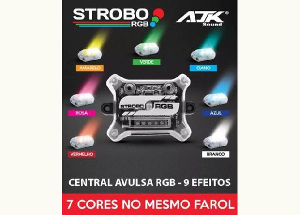 Kit Strobo Ajk Rgb Controle Remoto Ir Led 2 Faróis 7 Cores