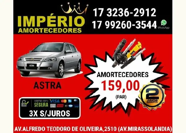 Amortecedores Astra 02 anos de garantia