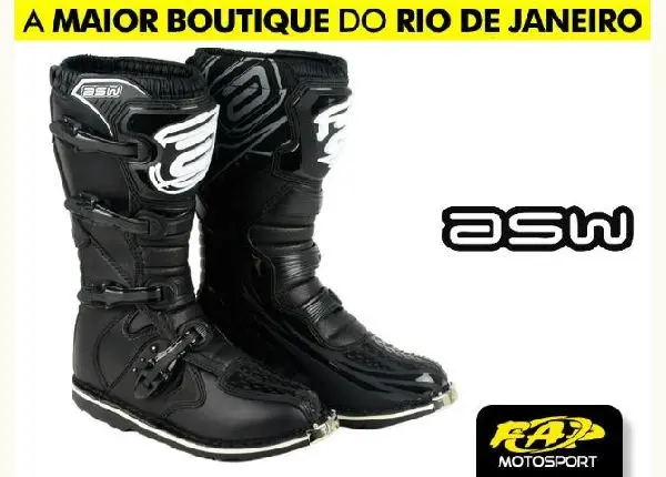 Bota Moto Cross Asw Preta Motocross Cano Longo Off Road