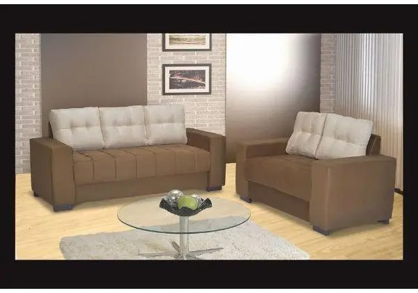 Conjunto estofado 3x2 lugares suede novo
