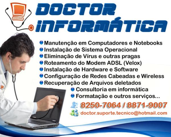 Assistência técnica especializada em informática no seu Domicilio / Empresa