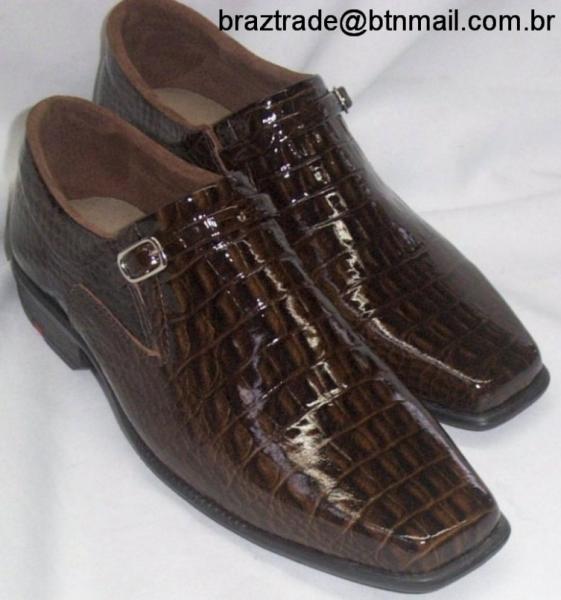 Sapato em Couro Verniz Legítimo Croco / Jacaré Solado de Couro - Direto da Fábrica