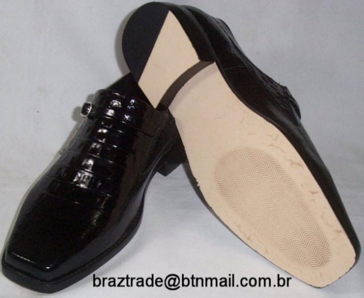 Sapato em Couro Verniz Legítimo Croco / Jacaré Solado de Couro - Direto da Fábrica
