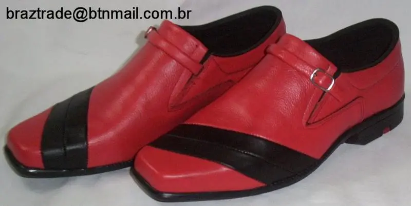 Sapato em Couro Legítimo Vermelho e Preto - Direto da Fábrica