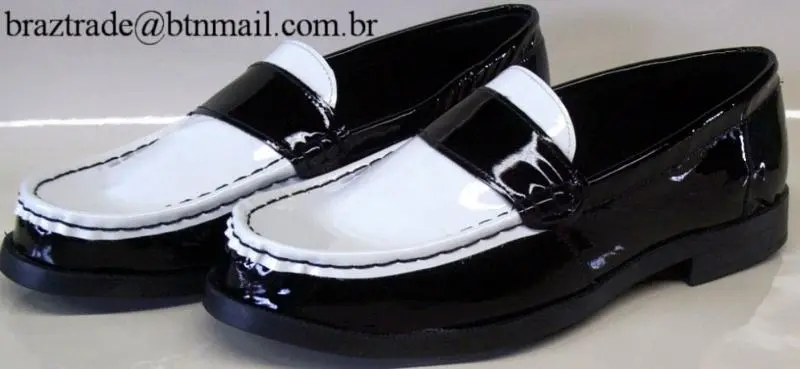 Mocassim em Couro Verniz Legítimo Bicolor - Direto da Fábrica