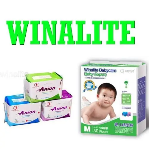 Absorventes com Anion e Fraldas baby care da Winalite