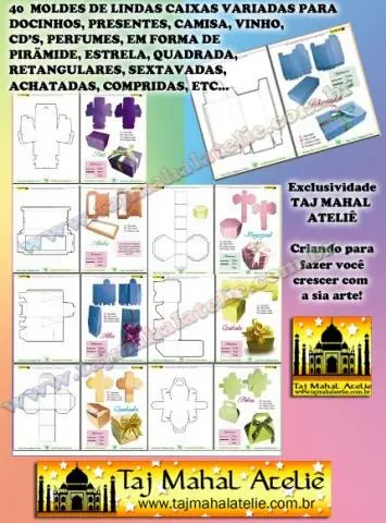 MOLDES DE CAIXAS E EMBALAGENS 40 RISCOS APOSTILA de artesanato