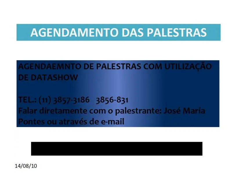 RELAÇÃO DE PALESTRA COM UTILIZAÇÃO DO RECURSO DATA SHOW