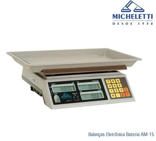BALANÇA COMERCIAL ELETRONICA COM BATERIA 15kg - AM - 15 MICHELETTI