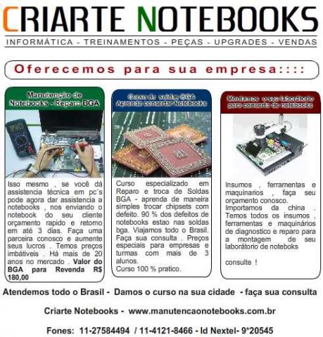 CRIARTE NOTEBOOKS - REPARO BGA - ESPECIALISTAS EM NOTEBOOKS - 11-2801-5027