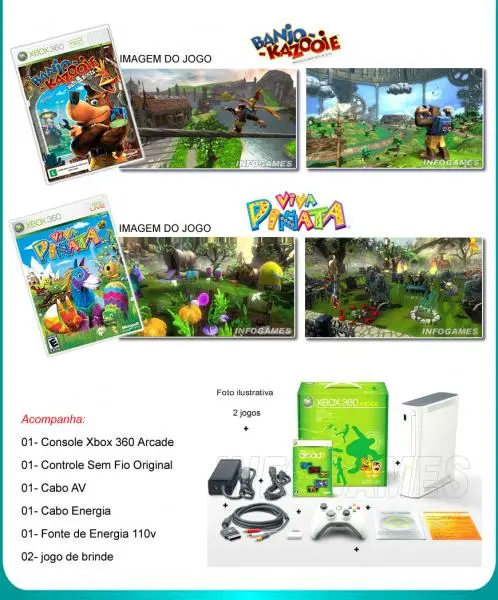 Xbox 360 Arcade Placa Jasper + Controle Original + 2 Jogos