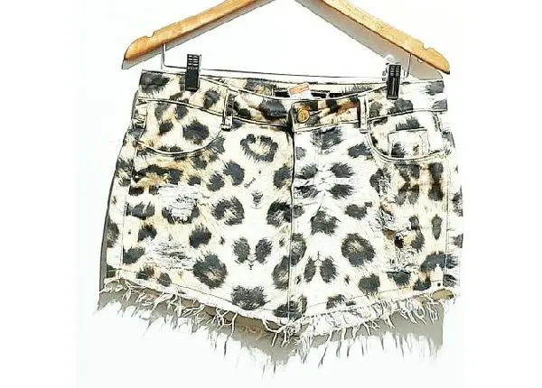 Animal print - mini saia jeans