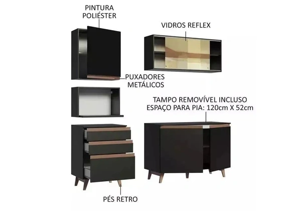 Armário de Cozinha Compacta 180cm