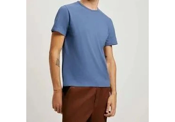 Camiseta Básica Masculina Manga Curta Slim - Azul - Tamanho G