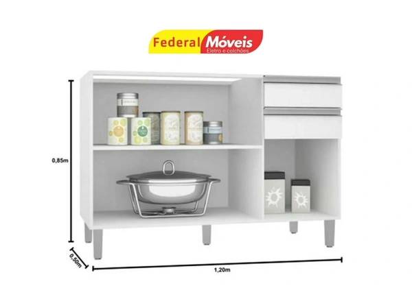 Balcão 3 Portas e 2 Gavetas Novo Pronta Entrega