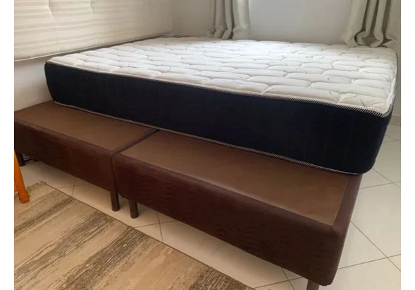 Base Cama Queen em Nobuck Brown