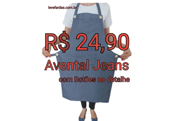 Avental Jeans - Com Botões no detalhe