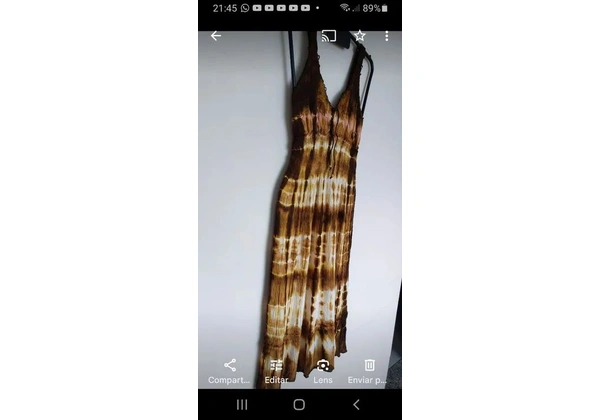 Vestido tie dye marrom e branco