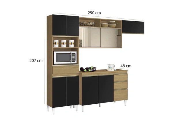 Armário de cozinha completo clara com vidro - novo na caixa