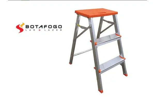 Escada de aluminio 3 degraus com banqueta botafogo
