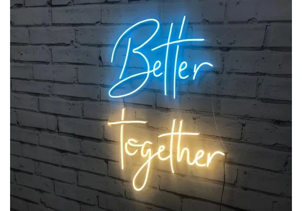Letreiro Neon Led Decorativo para casamentos - Better Together (melhor juntos)