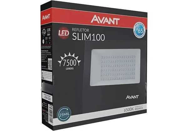 Refletor Slim Led 100W Avant Branco Frio