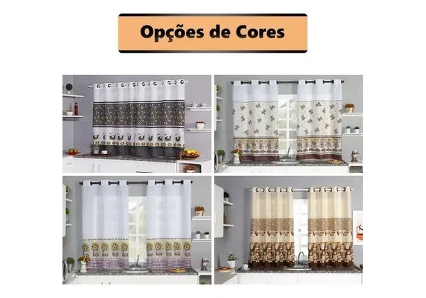Cortina Cozinha Em Oxford - 2, 40x1, 30 Estampada Cor Cortina Estampa Bule