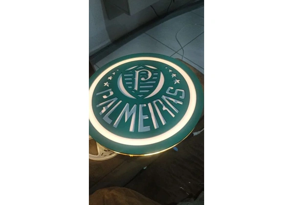 letreiro luminoso redondo palmeiras novo 37cm