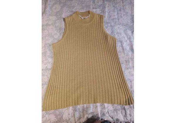 Blusa bege M tricô blusa branca detalhes de renda G