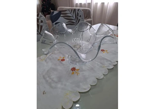 Fruteira de Mesa em Vidro com Pé - Estilo Romano