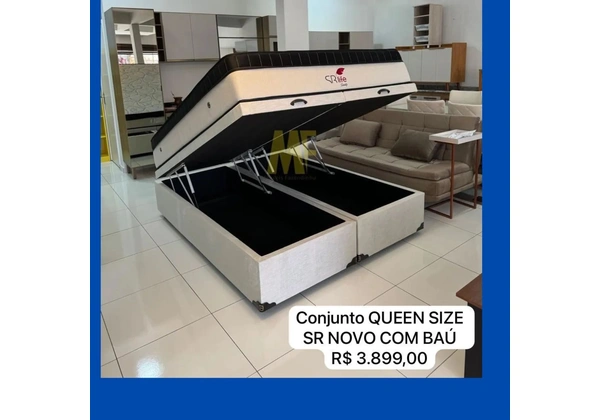 Cama com Base Baú Queen Size Nova - Entregamos