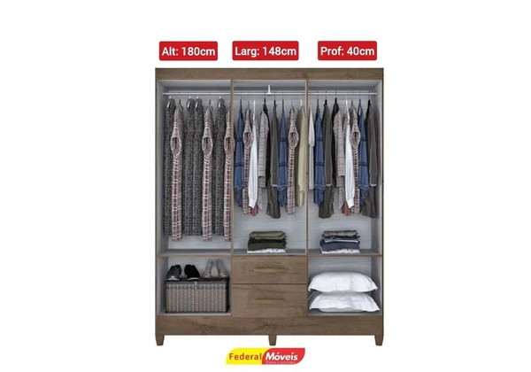 Guarda Roupa com Espelho Novo Temos Outras Cores
