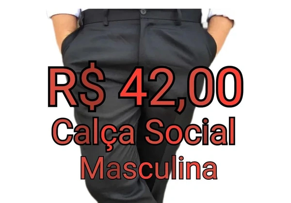Calça Social Masculina em Oxford Preta