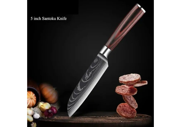 Kit com 4 Facas de Cozinha de Aço Damasco - [Pronta-entrega] - Preço com Desconto
