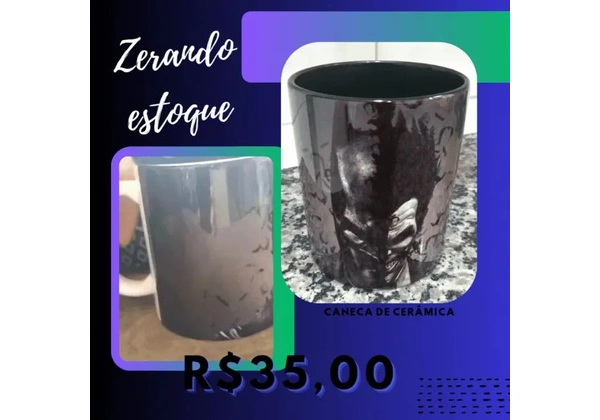 Canecas de cerâmica interno preto = Harry Potter ou Batman com Coringa