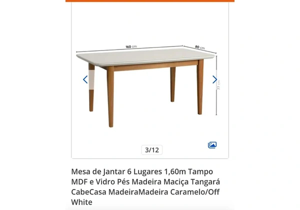 MESA COM PÉS DE MADEIRA p/ 6 CADEIRAS - ÓTIMA OPORTUNIDADE - MENOS DE 1 ANO DE USO.