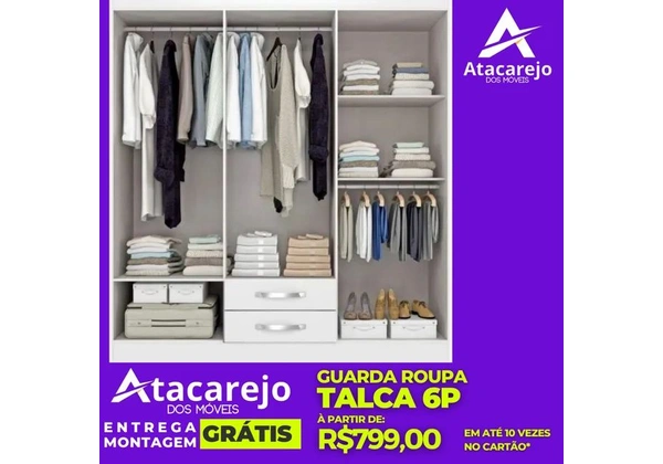 Guarda Roupa 6 Portas Entrega e Monta Grátis
