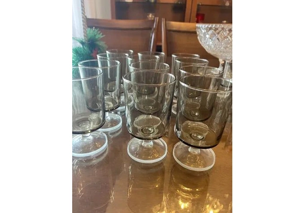 jogo de taças em cristal fume para licor, agua, cerveja, whiskey, vinhos tinto branco e ch
