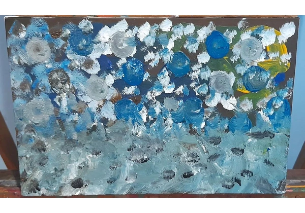 Quadro abstrato pintado a mão