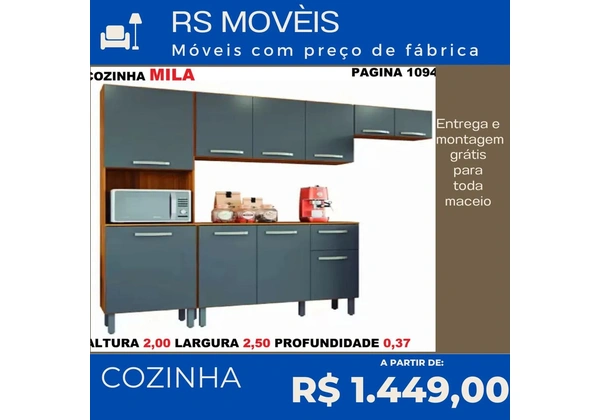 Armário de cozinha completo com balcão
