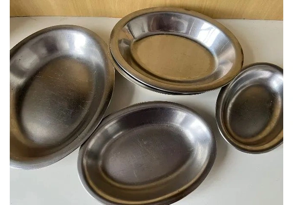 Baixela tijelas ovais de inox para servir - 6 peças variadas